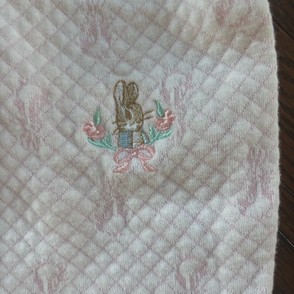 Vintage Peter Rabbit Pink Footed One Piece with Ruffled Collar and Embroidery - Picture 4 of 9